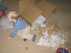 "I just love the packing material in this box that Grandma P. sent!"