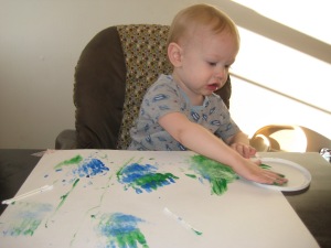 "What color paint do you want?" "Dzzz, Bue, Dzzz, Bue, Dzzz." (ie. Green, blue, green, blue, green.)
