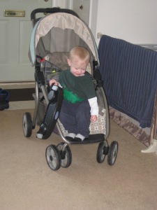 New skill: climbing in and out of the stroller himself. I am no longer allowed to help him get in our out.