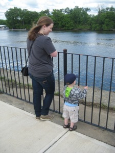 Lewis and his Auntie admiring the river. <3