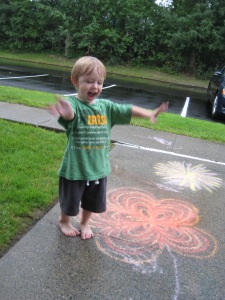 Fun with chalk in the rain.